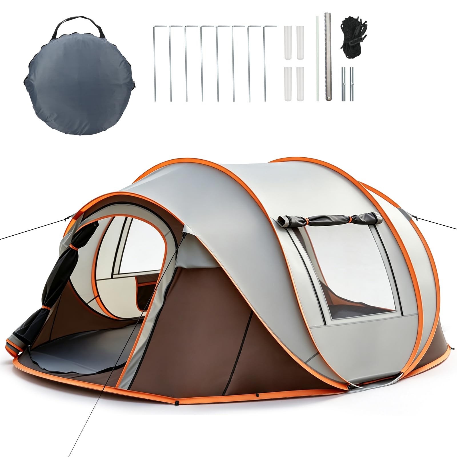 Camping Zelt, Pop Up Zelt 4-5 Personen, Automatisches Aufstellzelt in 3 Sekunden, Wurfzelte Wasserdicht Sonnenschutz, Familie Zelt, Tragbares Leichtes Kuppelzelt für Outdoor Camping