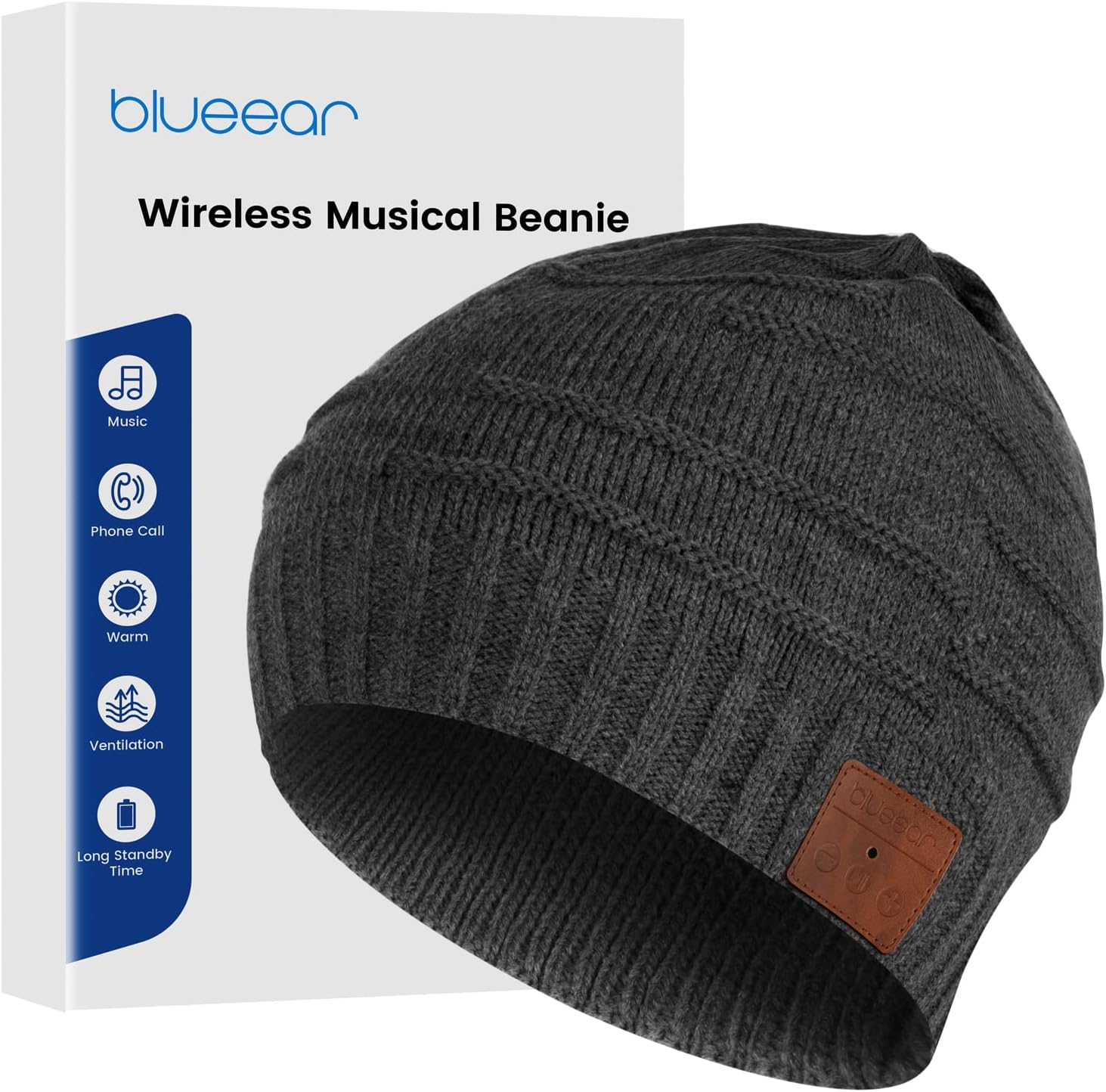 blueear Bluetooth Beanie Hat Bluetooh 5.2 Headphone Wireless Winter Knit Hats with Stereo Speaker and MIC,Gifts for Birthday,Christmas,Thanksgiving Day