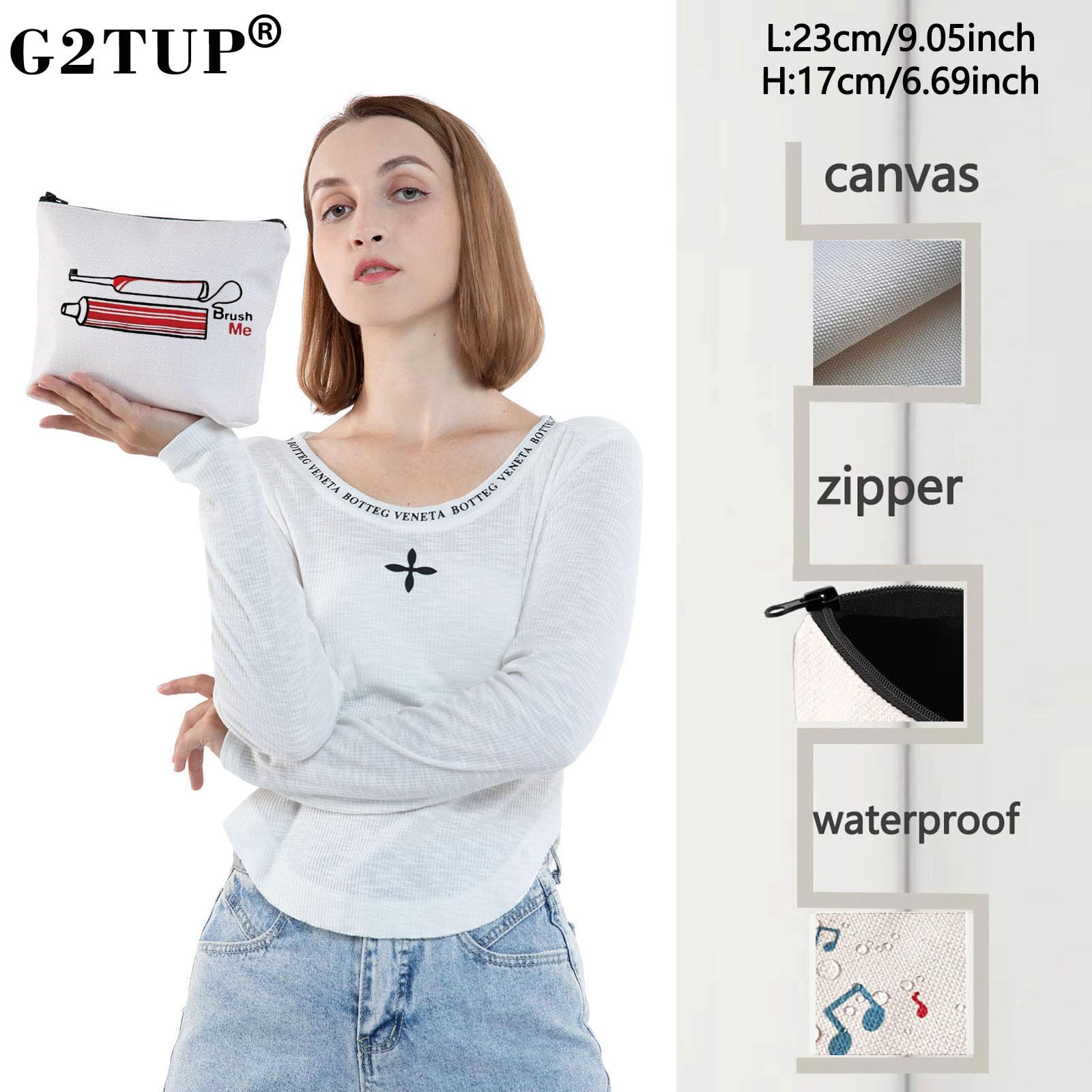 G2TUP Soporte para cepillo de dientes de viaje para cepillo de dientes Brush Me Canvas Travel Dopp Kit organizador de pasta de dientes bolsa de aseo (Brush Me)