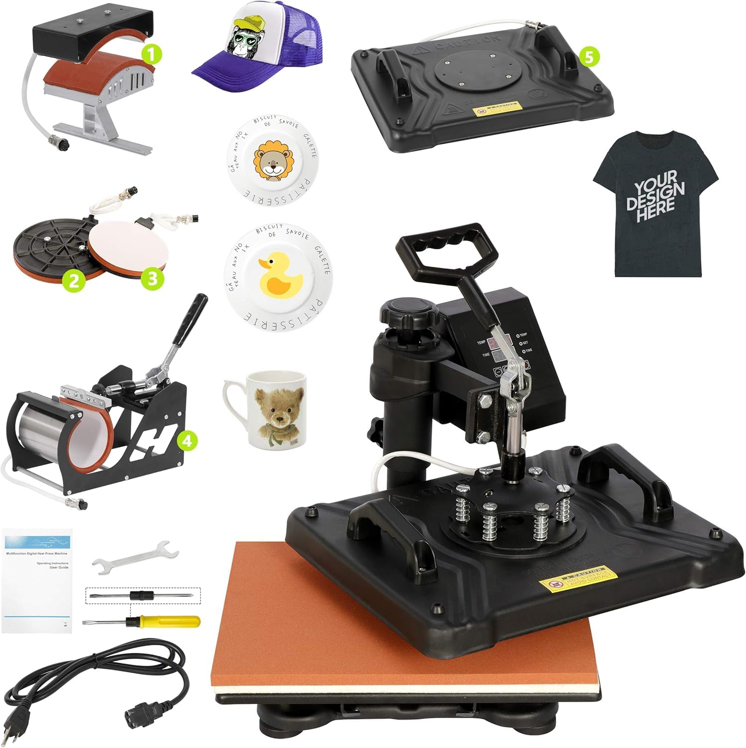 Presse à chaud Noir ZENY machine transfert textile sublimation vinyle