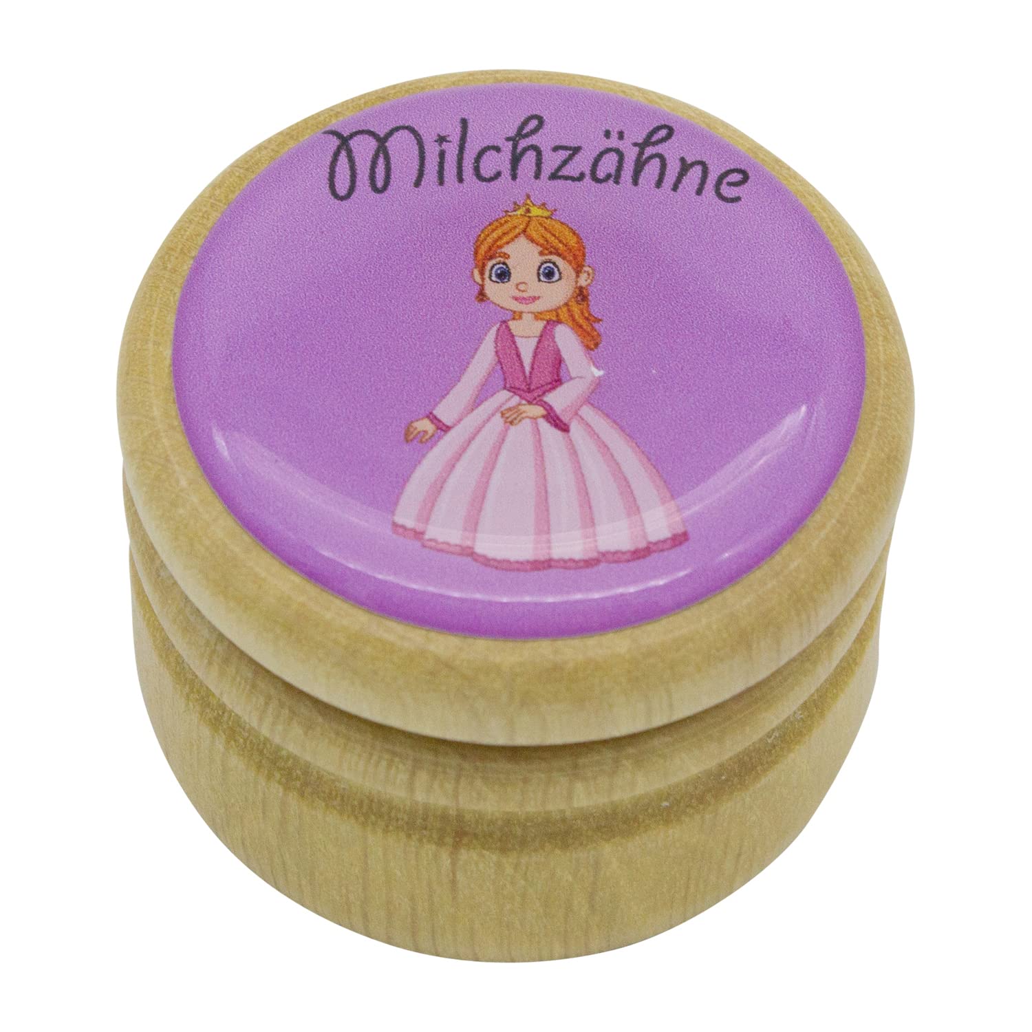 GICO Milk Tooth Box Milk Teeth Picture Box with Various Designs Made of Wood for Boys and Girls with Screw Closure 44 mm (Princess)