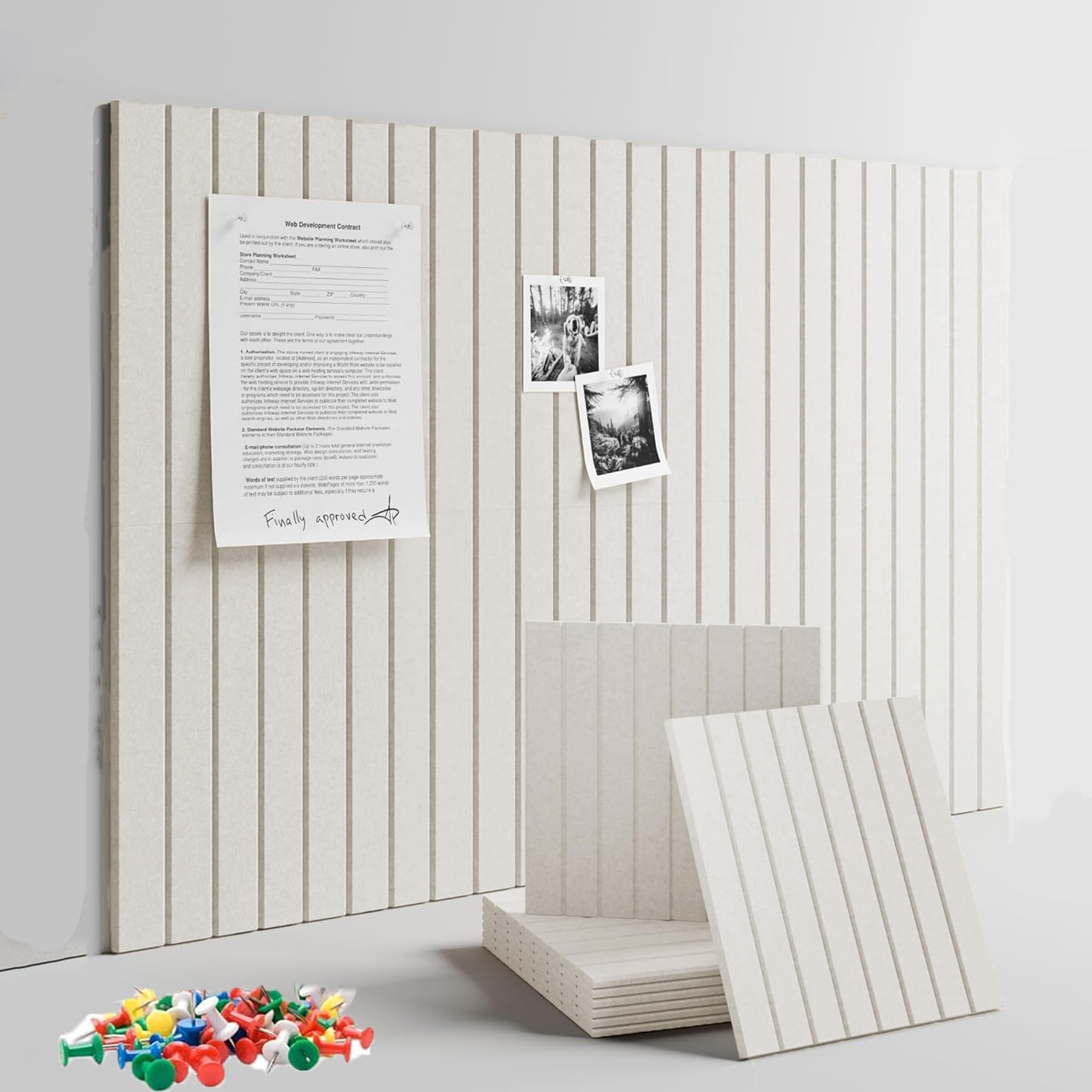 STERIX 6 Pack Large Cork Board Bulletin Board,Removable Felt Cork Board Tiles Wall Decoration Display Board with Pushpins for School, Home, Kitchen & Office Walls（90cm×60cm）