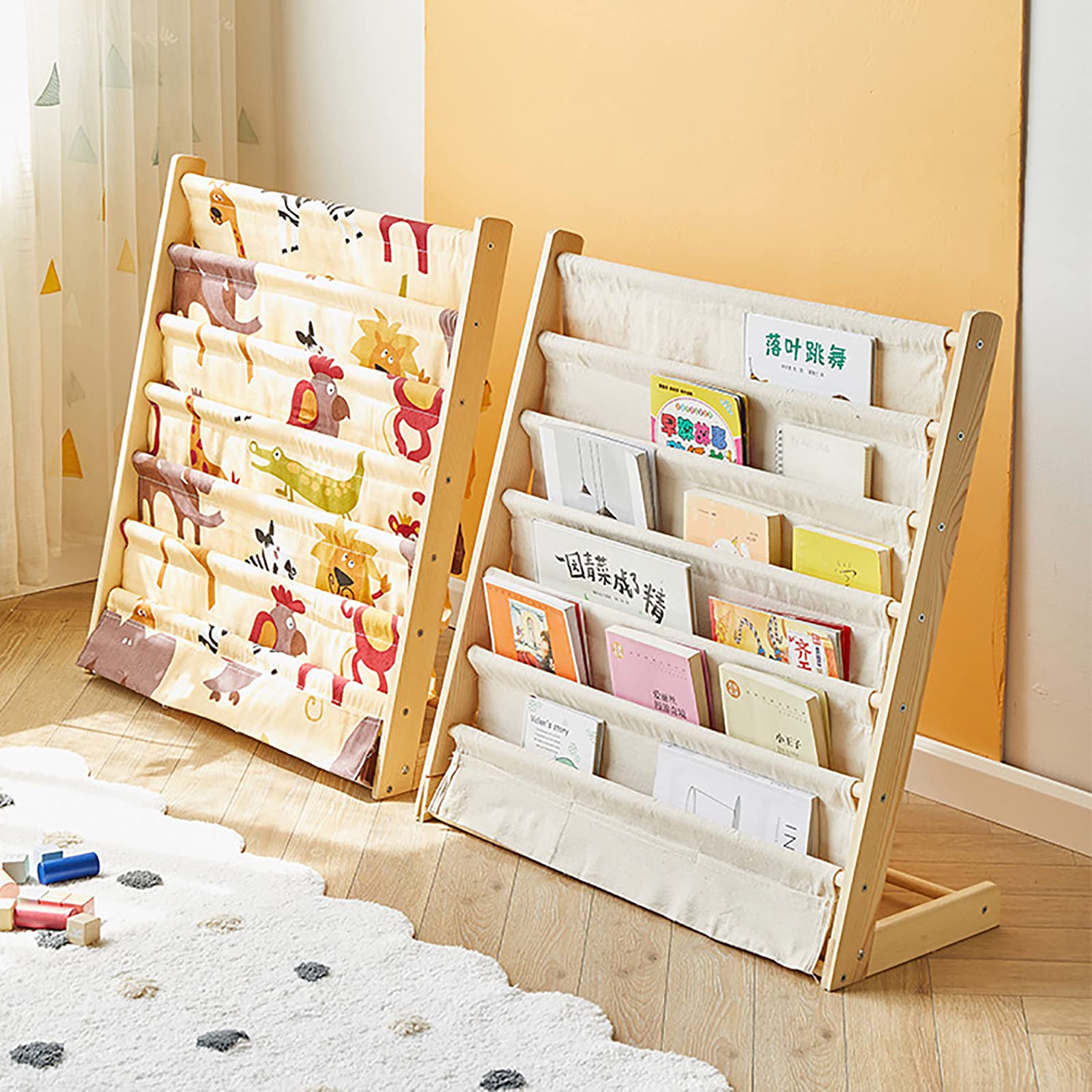Libreria Per Bambini Per Ragazzi Ragazze,Cartoni Animati Bambino Custodia Libro,Salva Spazio Organizzatore Archiviazione Per Camere Sale Giochi Aule,Indondo Di Tela Libreria-B1 60x30x79cm(24x12x31inch