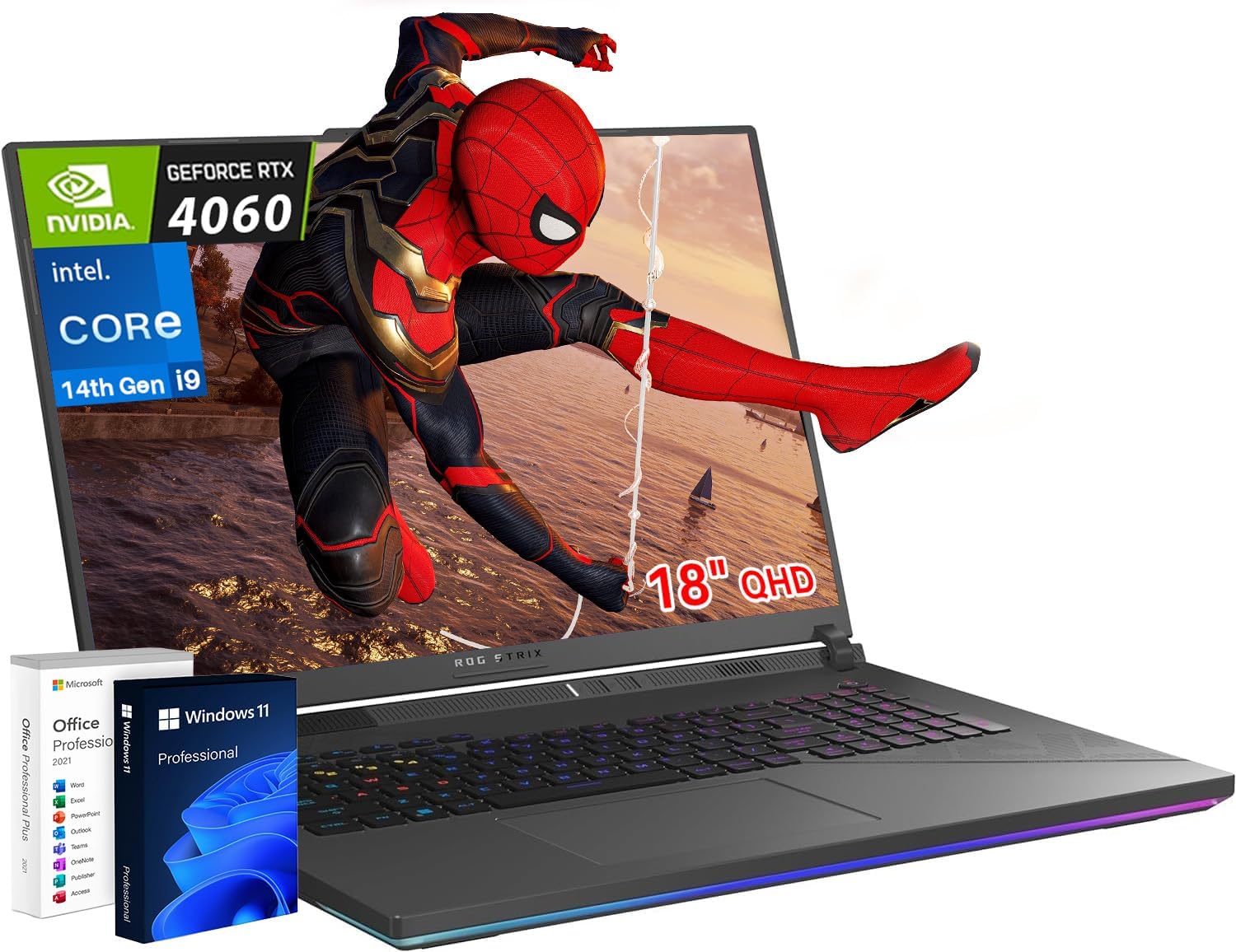 ASUS ROG Strix G18 18″ Gaming Laptop, Intel i9 14900HX (24-Core), 64GB DDR5, 2TB SSD, 18″ 2.5K 240Hz QHD, RGB Backlit KB, GeForce RTX 4060, Wi-Fi 6E, Windows 11 Pro & Microsoft Office Lifetime License ASUS ROG Strix G18 18″ Gaming Laptop, Intel i9 14900HX (24-Core), 64GB DDR5, 2TB SSD, 18″ 2.5K 240Hz QHD, RGB Backlit KB, GeForce RTX 4060, Wi-Fi 6E, Windows 11 Pro & Microsoft Office Lifetime License