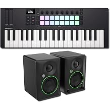 Novation Launchkey Mini 37 MK4 Mini MIDI Keyboard Controller Bundle with Mackie CR3.5 Powered Studio Monitors Three Octaves, 16 FSR Pads, 50W Pair for Music Production, Beat Making, Songwriting