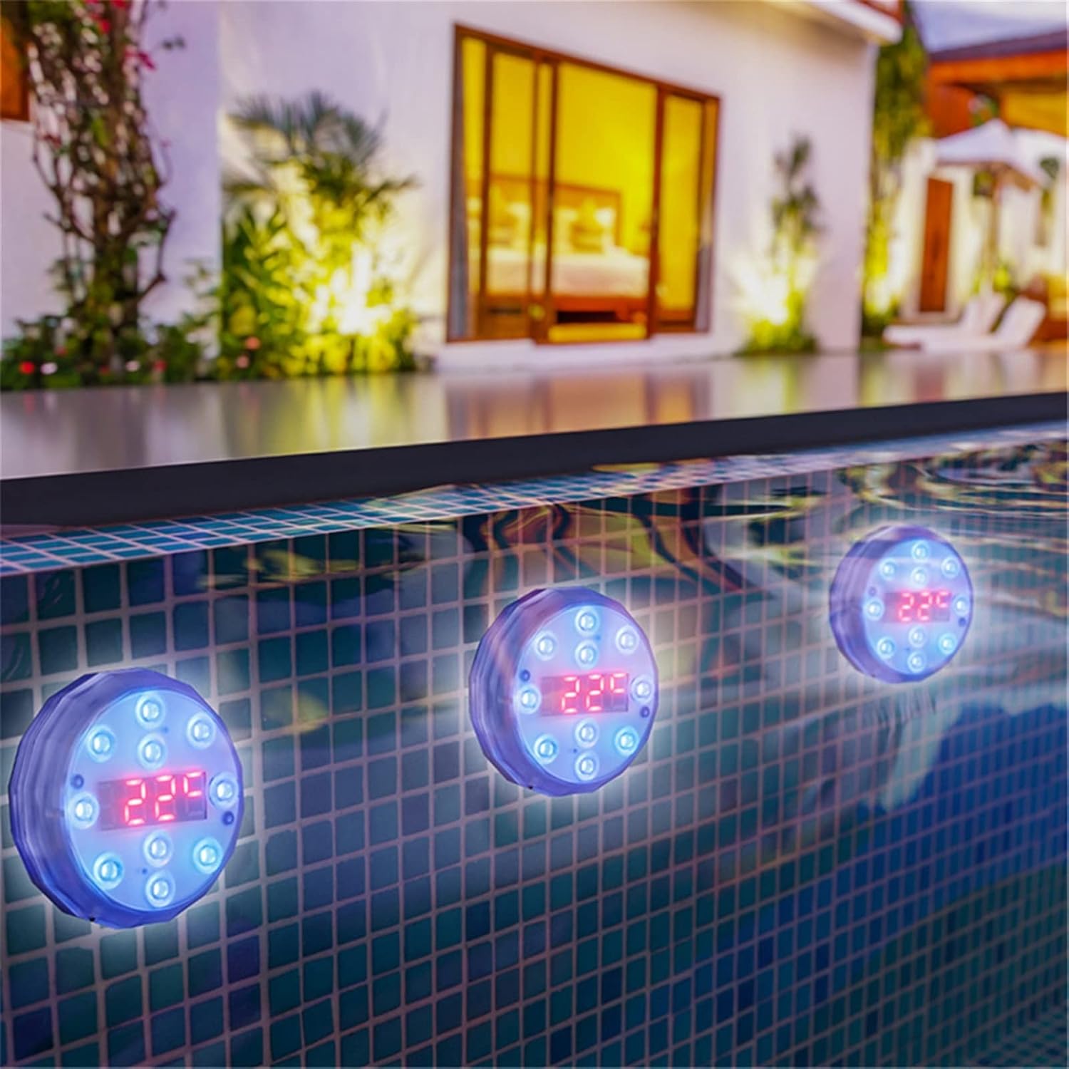 Temperature Display Underwater Swimming Pool Light Remote Magnetic 8.5CM LED Diving Lamp IP67 Bathtub Aquarium RGB Lights 2023(1PCS)