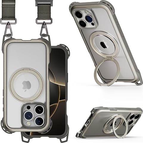 MAGEASY Designed for iPhone 16 Pro Case with 360 Stand - 25ft Ultimate Drop Protection Compatible with MagSafe