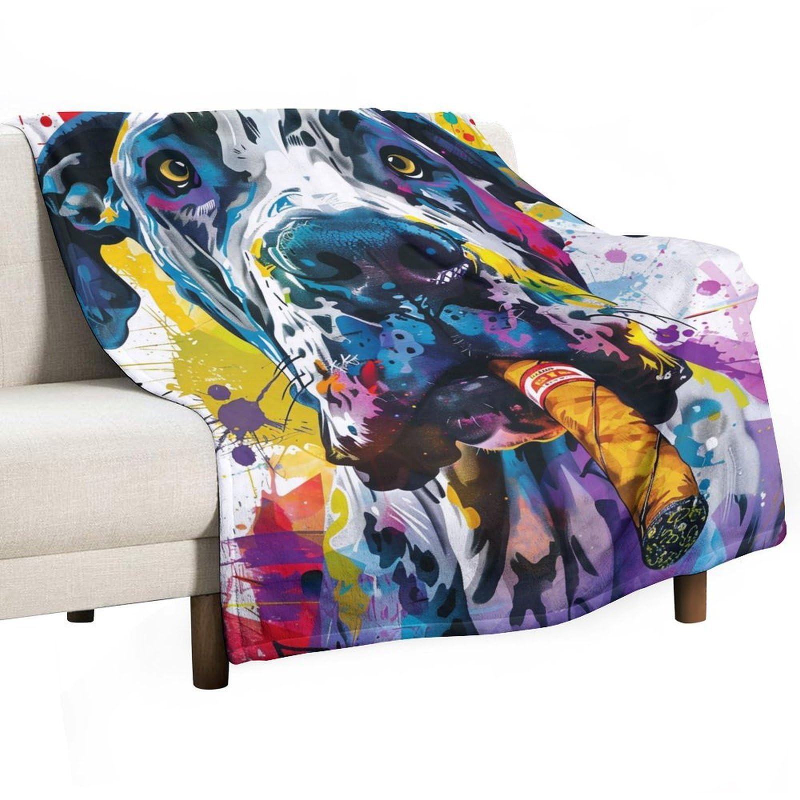 YHGSREUOH Pop-Cigar-Dane_02 Flannel Blankets Fleece Soft Throw Lightweight Plush Gifts for Couch, Bed, Cozy Sofa Plush, Chair, Lovers 150x200cm(60x80in)