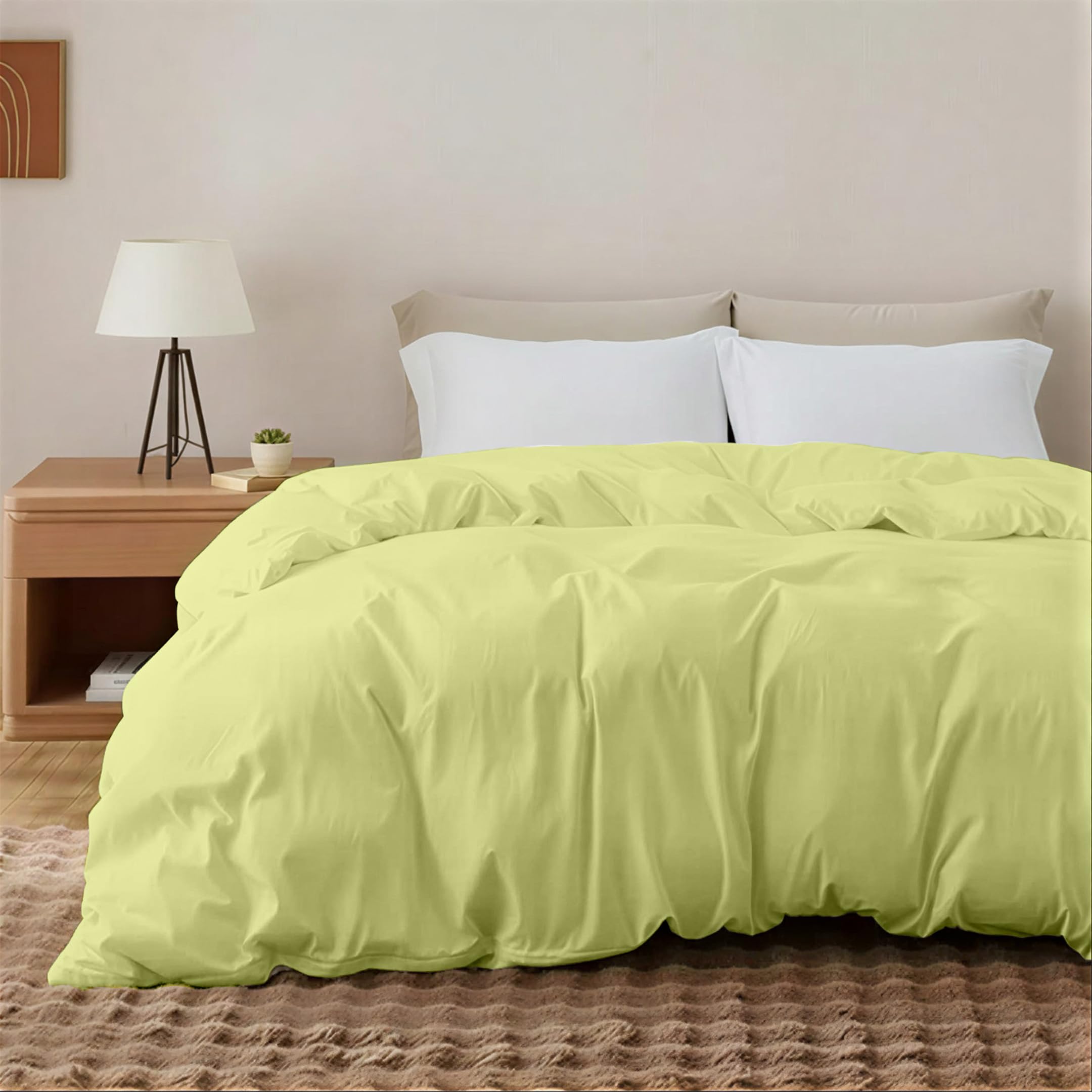Egypto Lemon Cotton Blend Single Duvet Cover Set - Soft & Breathable Anti-Allergy Bedding With Pillowcases, Easy-Care Cotton Blend Quilt Cover For Comfortable Sleep (Single, )