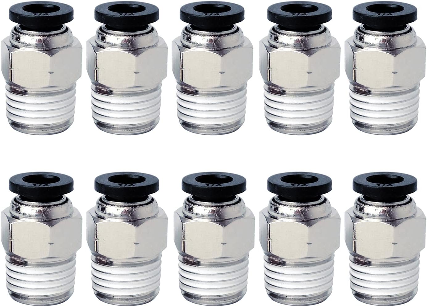 Pneumatic Air Hose Repair Kit, 1/4 Tube OD Quick Connect Fittings Male