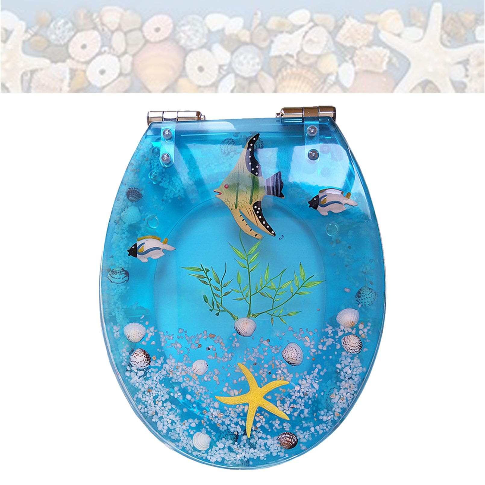 Sièges de toilette allongés lunette de WC bleu clair avec fermeture lente