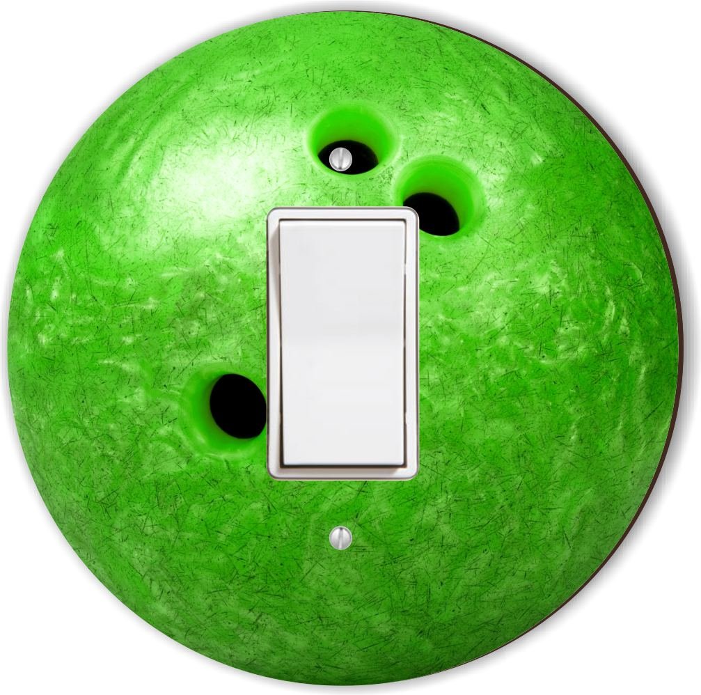 Rikki KnightRND-LSPROCK-160 Bowling Ball Round Single Rocker Light Switch Plate, Bright Green