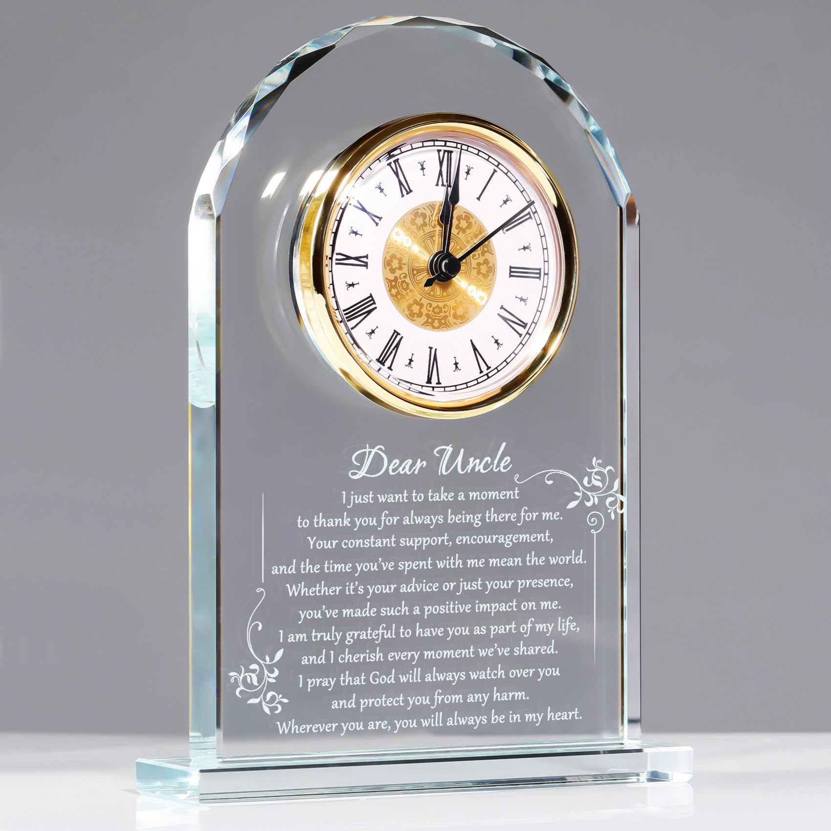 YWHL Best Uncle Birthday Gifts from Niece Nephew, Fathers Day Glass Clock Gifts for Uncle, Laser Engraving Clock Keepsake (Battery not Included)