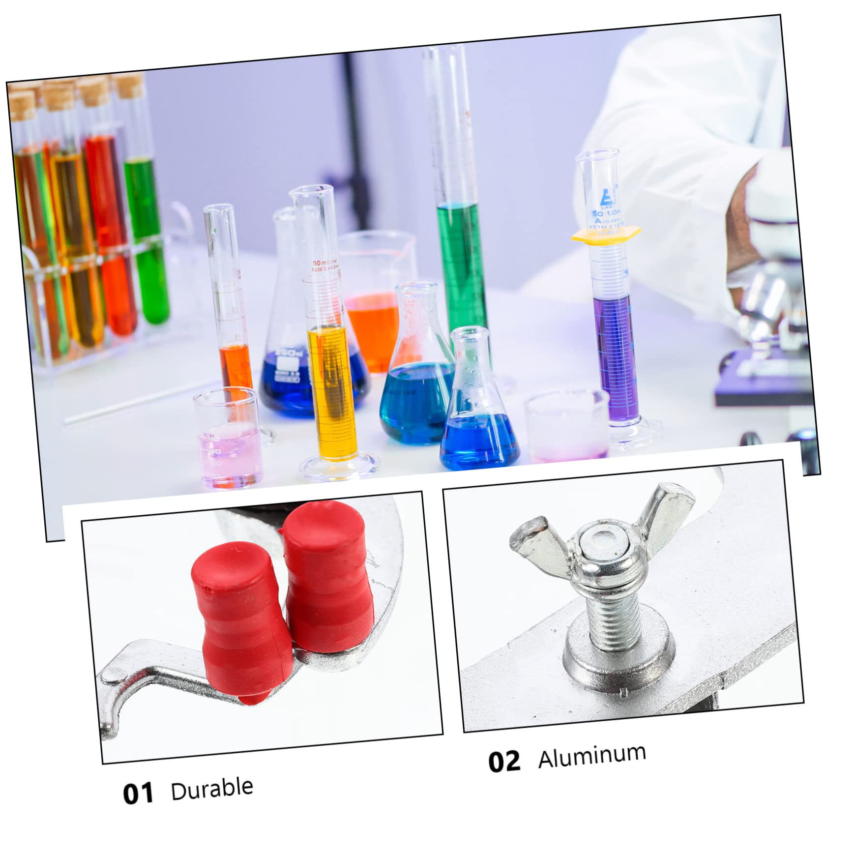 MAGICLULU 5 Pezzi Clip per Titolazione Alluminio per Laboratorio Accessorio per Tavolo Titolazione Resistente e Sicuro per Esperimenti Scientifici e Scolastici