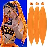 Orange Braiding Hair Pre Stretched 26inch 3 Packs Braiding hair Extensions Synthetic Crochet Braids, Hot Water Setting Professional Soft Yaki Texture. (26inch(3Packs),Orange)