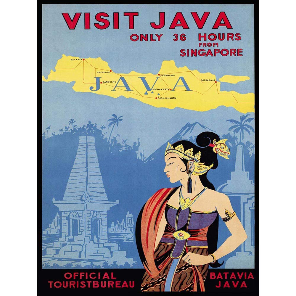 Wee Blue Coo Travel Java Island Indonesia Temple Orient Jungle Mountain Art Print Poster Wall Decor 12X16 Inch