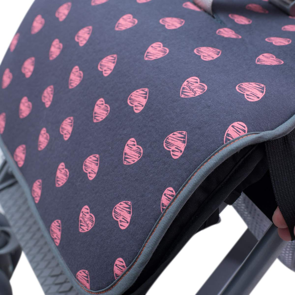 JYOKO KIDS Materassino per passeggino compatibile con Baby Home, Easy Walker, Mountain Buggy 100% Cotone (Fluor Heart, Basic)