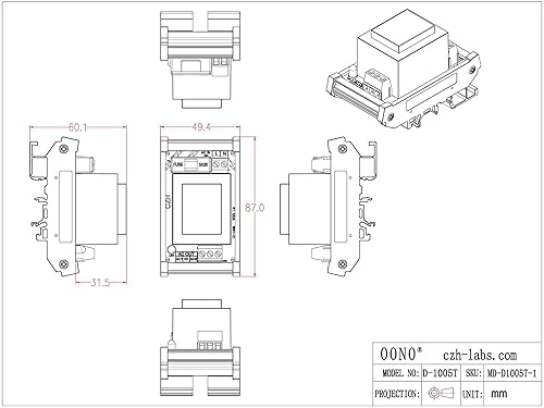 Electronics-Salon Módulo transformador de potencia de montaje en carril DIN de 5 vatios (VA) (en 115VAC, FUERA 24VAC)