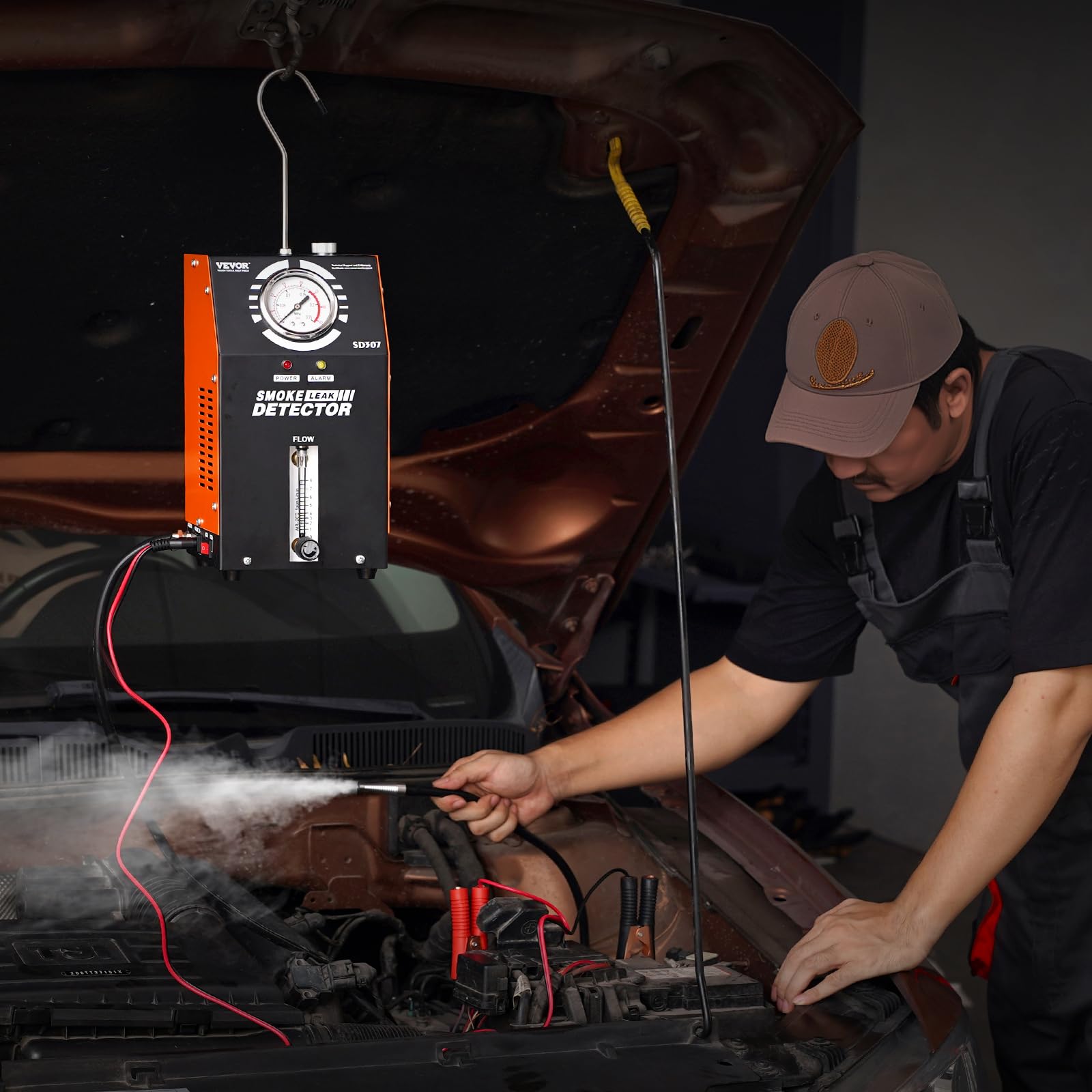 VEVOR Detector de Fugas de Humo para Automóviles de Combustible al Vacío EVAP con Bomba de Aire Incorporada, Manómetro y Caudalímetro, con Tubo de Vacío de 2 Modos para Automóviles, 177 x 173 x 290 mm