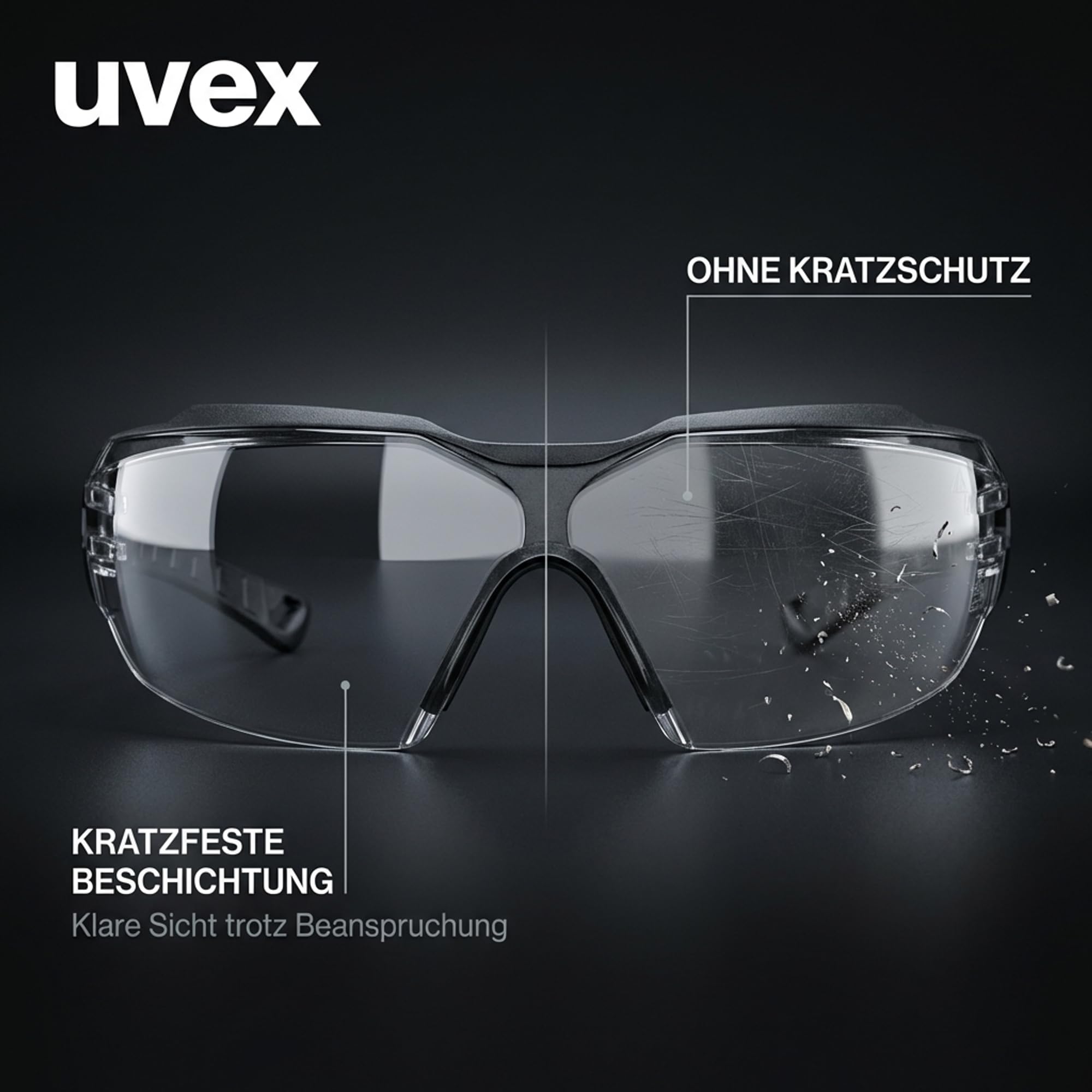 Uvex pheos Cx2 Occhiali tattici per tiro sportivo anti-appannamento antigraffio telaio Soft Seal lenti incolore STANAG 2920/4296