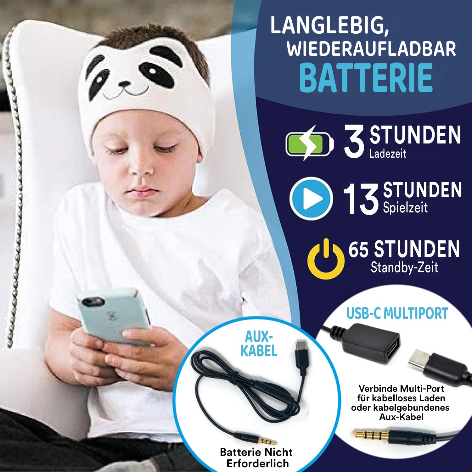CozyPhones Kinderkopfhörer Stirnband – Bluetooth, weich & volumebegrenzt, Fuchs Design, Schlafkopfhörer Stirnband, Kinder Bluetooth Kopfhörer Kabellos, Kopfhörer Seitenschläfer, Kinder ab 3 Jahre