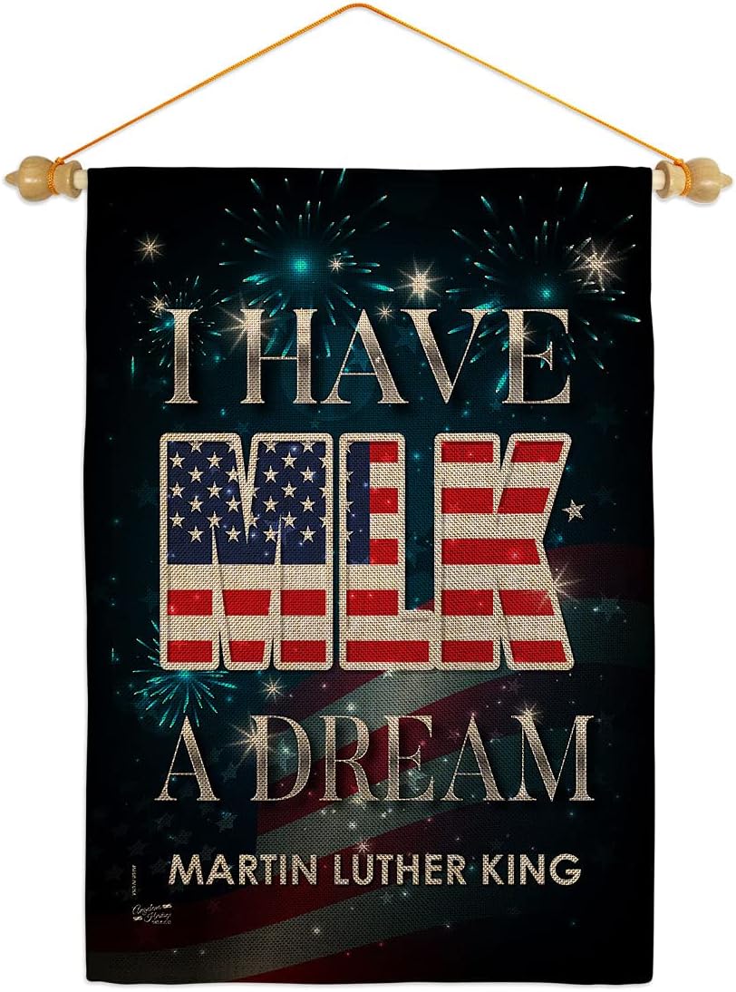 I Have A Dream MLK Garden Flag Set Wall Holder Black History Martin Luther King Civil Right Stars United State American Small Decorative Gift Yard House Banner Made In USA 13 X 18.5