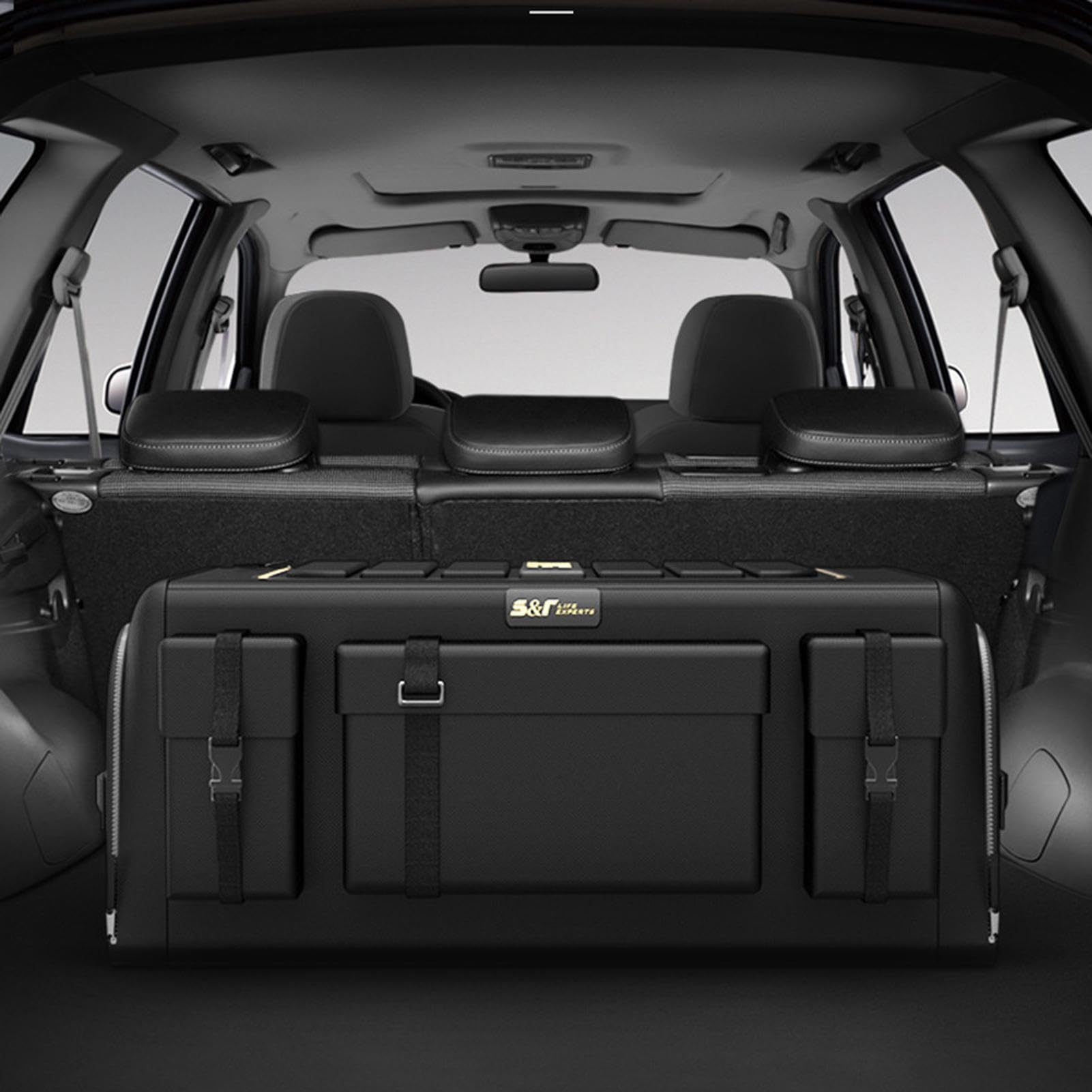 70L Kofferraumtasche Kofferraum Organizer Mit Deckel Auto Kofferraum Organizer Autotasche Auto Kofferraum Box Praktisch Wasserdicht Rutschfester Kofferraum Organizer, Aufbewahrungsbehälter Für Camping