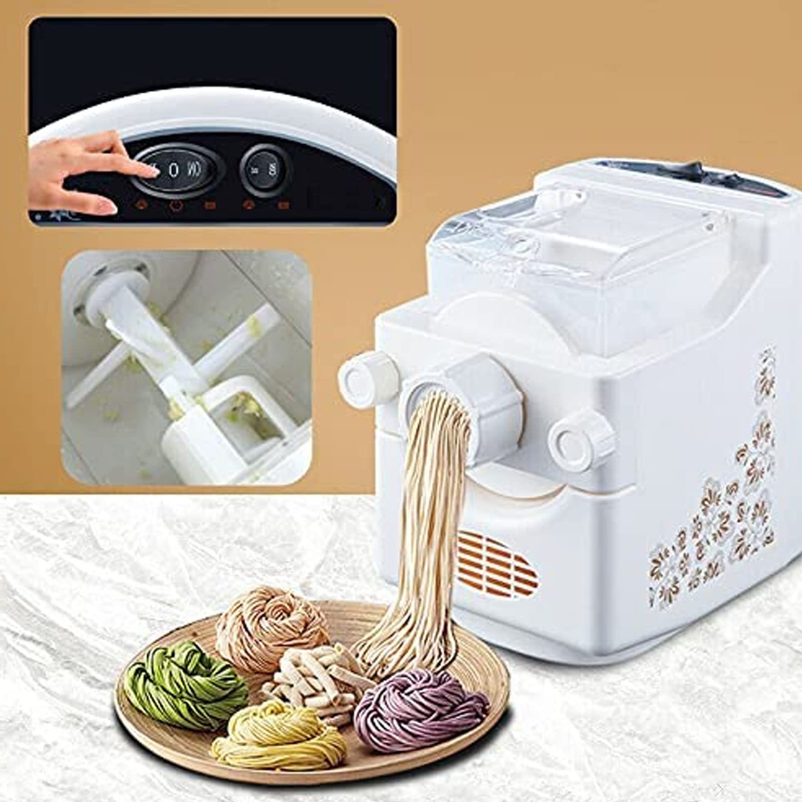 WOLWES MáQuina De Pasta Y Fabricante De Fideos, 160W MáQuinas De Pasta Completamente AutomáTicas con 9 Moldes/500 G De Gran Capacidad/3 Minutos,A