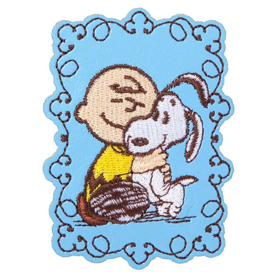 ミノダ スヌーピーフェイクレザー風刺繍デコシール PEANUTS