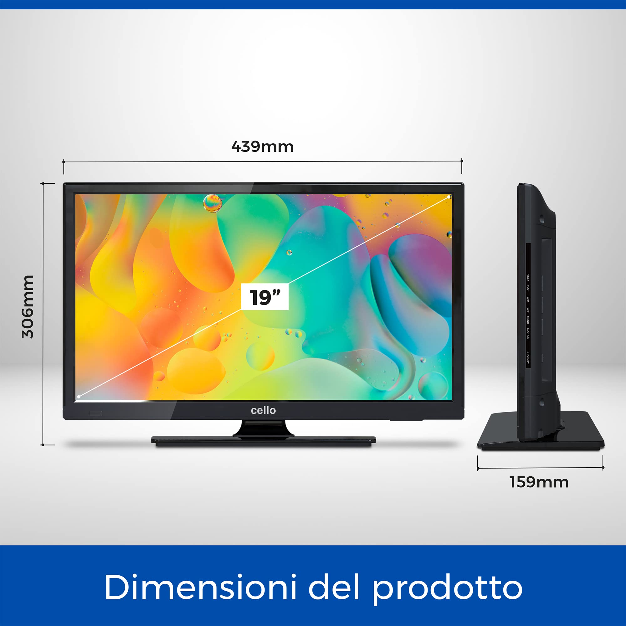 Cello 19 Zoll Smart Camping Reise TV 12-Volt TV Triple Tuner Bluetooth. Disney+ Netflix, Apple TV+ Prime Video Paramount+ Caravans HGVS Boote Modell 2023, 12V/SMART, 19"