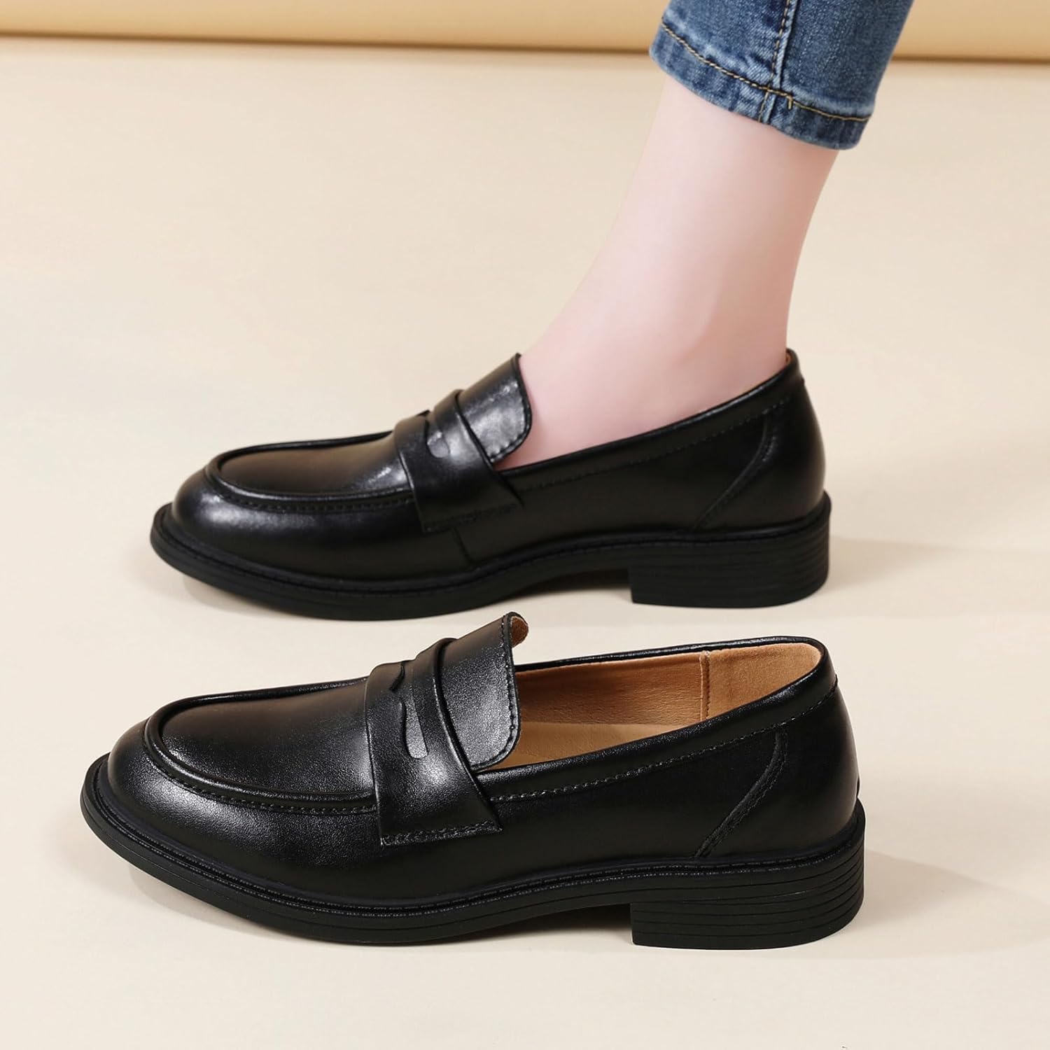 QJN Loafers for Women Black Penny Loafer Business Casual Shoes Women's Loafers & Slip-Ons Ladies Flats Comfortable Dressy - Image 8