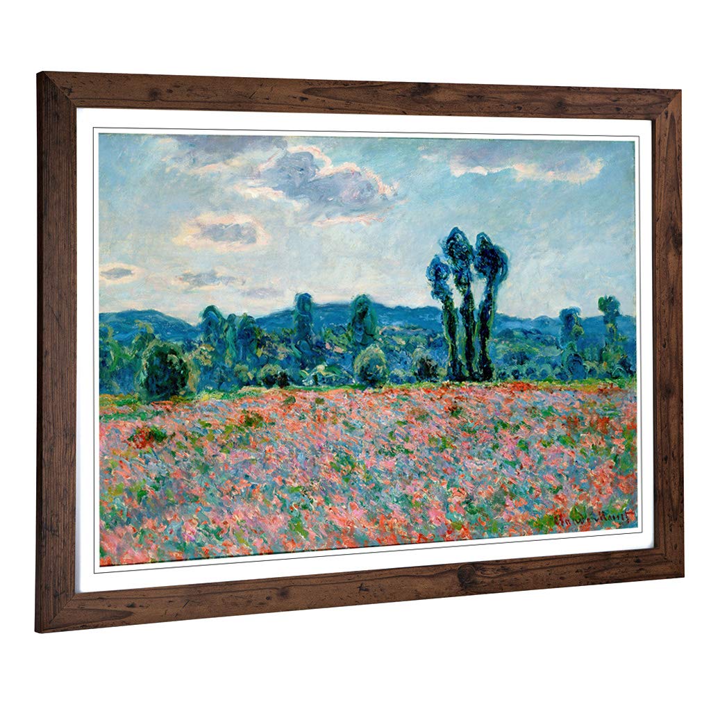 Big Box Art Framed Print of Claude Monet Poppy Field in Giverny Design | Wall Art Picture | Home Decor for Kitchen, Living Room, Bedroom, Hallway, Walnut, A2 / 24.5x18 Inch / 62x45cm