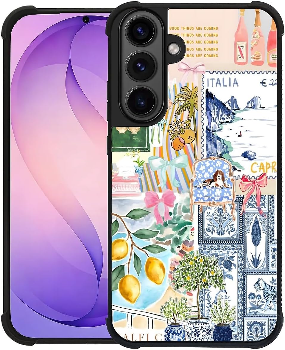 Case for Samsung Galaxy S26,Anti-Scratch Reinforced Corners Shockproof Protective Case for Men & Women-Coastal Italy Aesthetic European Collage