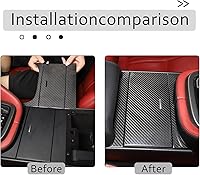 Vista 2 de Daeiclru Caja de almacenamiento de control central de fibra de carbono real, cubierta de panel compatible con Jaguar F-Type 2013-2022, consolas Negro