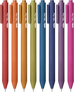 Mr. Pen Retractable Gel Pens, 8 Pack, Vintage Ink Colors, Fine Point 0.7mm