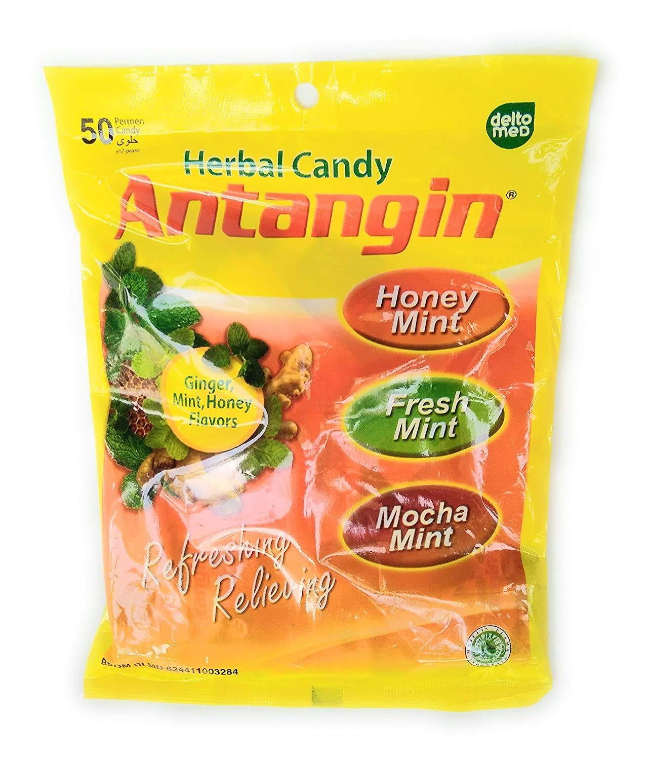 Antangin Herbal Candy Ginger, Mint and Honey Flavors, 100 Gram (Pack of 4)