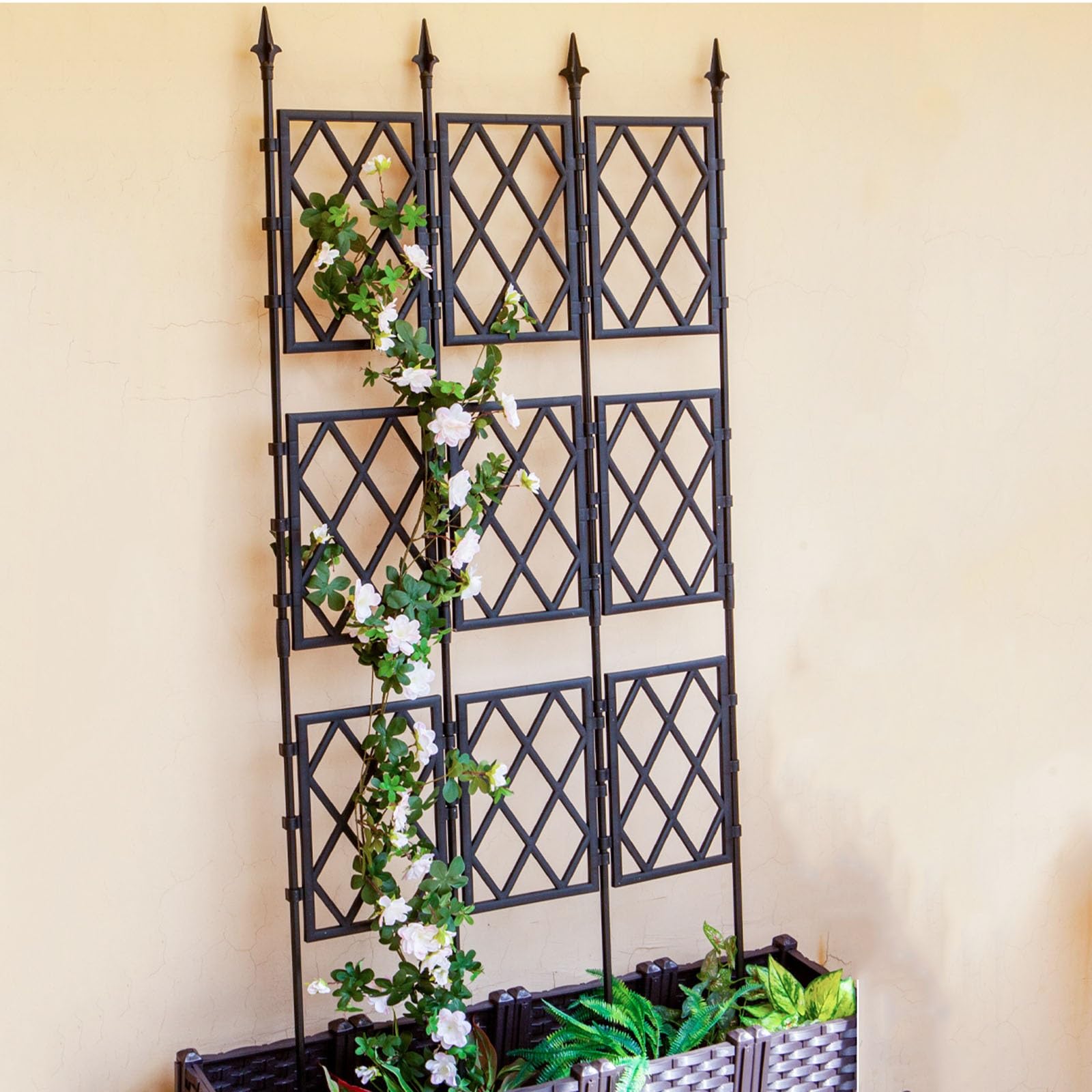 Traliccio da giardino fai da te per piante rampicanti, supporto per piante bianche e nere, per fiori, verdure, frutta, 30 x 220 cm, decorazione per esterni e soluzione di giardinaggio verticale