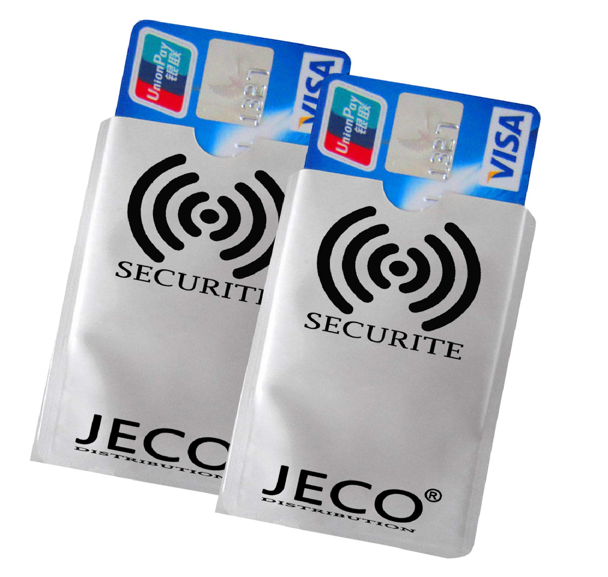 JeCo - Lot de 2 Protèges Carte Anti-RFID/PAIEMENT sans Contact étui Carte Bleue, Carte bancaire visa Master Card.