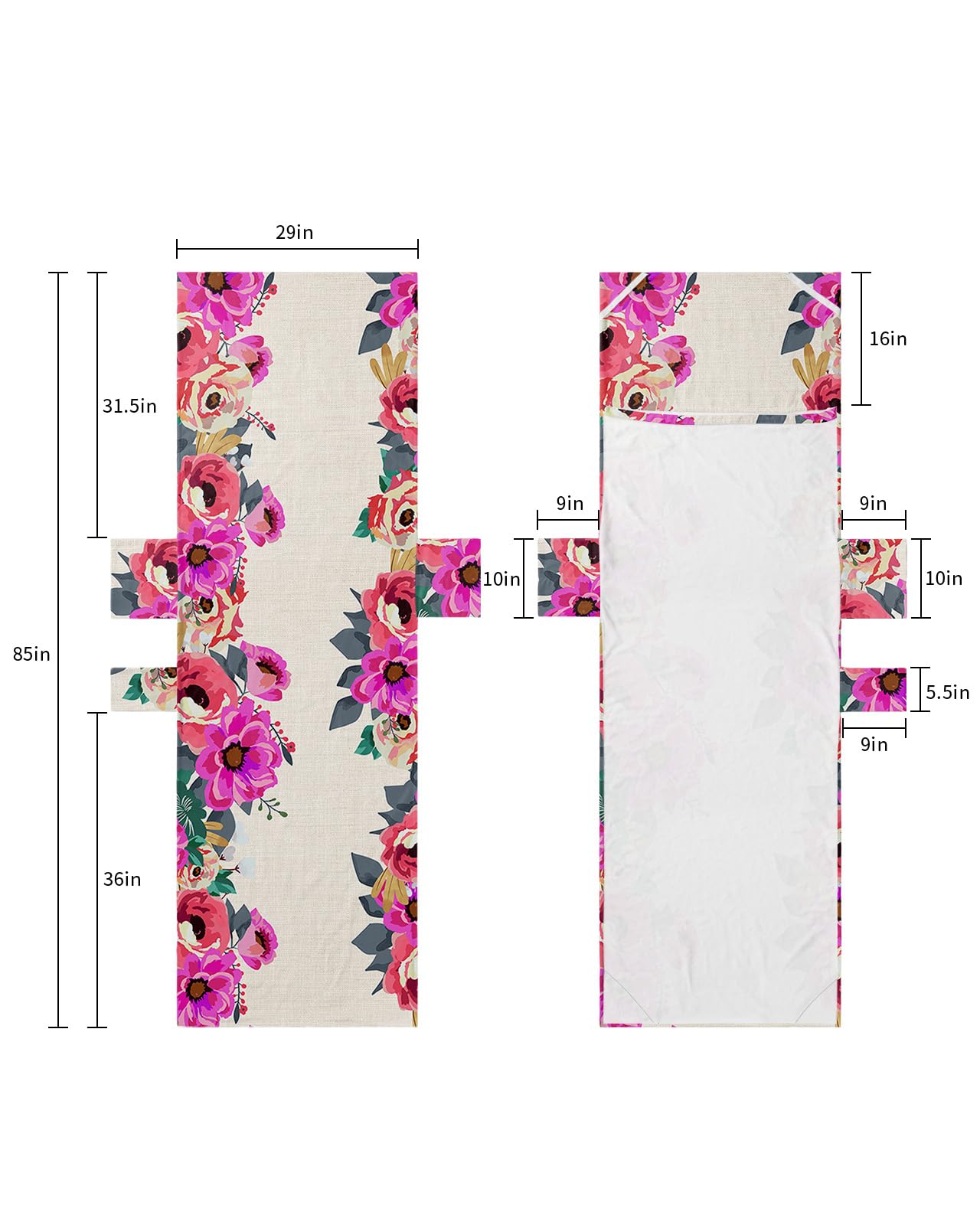 Pink Red Yellow Flowers Beach Lounge Chair Towel Cover, Soft Chaise Lounge Towel with Side Pockets Patio Pool Chairs Cover for Beach/Pool Sunbathing 29x85 Watercolor Spring Floral Botanical Rustic