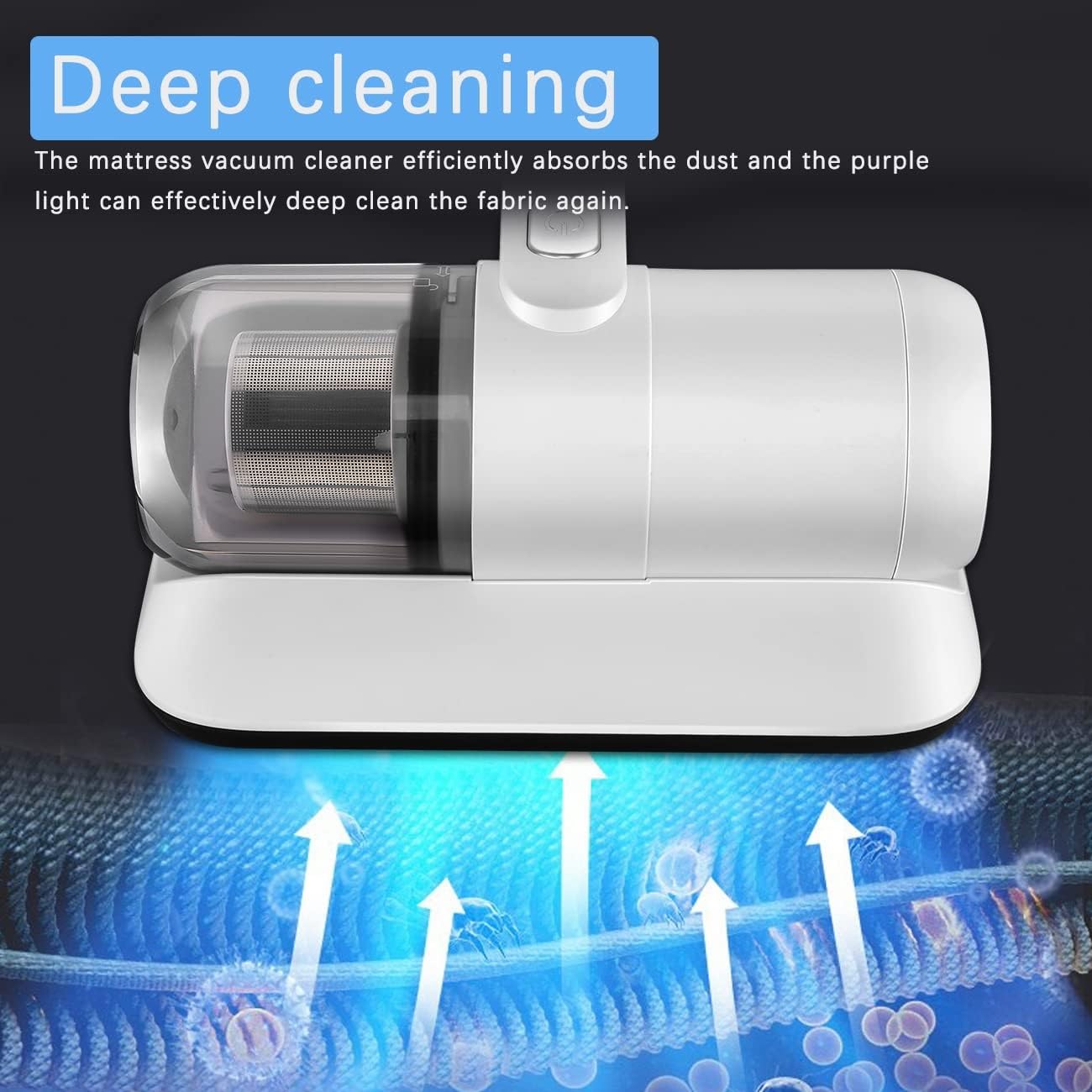 Aspiradora para el hogar, dispositivo de limpieza de colchones y alfombras con lámpara UV, ligero e inalámbrico para eliminar eficazmente el polvo y los ácaros