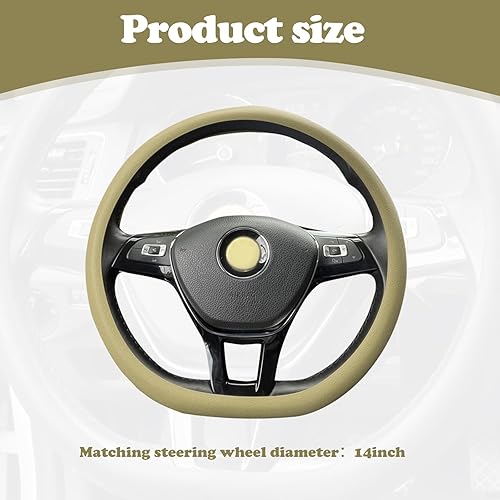 Miniatura 2 de Miytsya 1 funda para volante de automóvil en forma de D, agarre de silicona de 14.9 pulgadas, cómodo agarre para volante, protector antideslizante