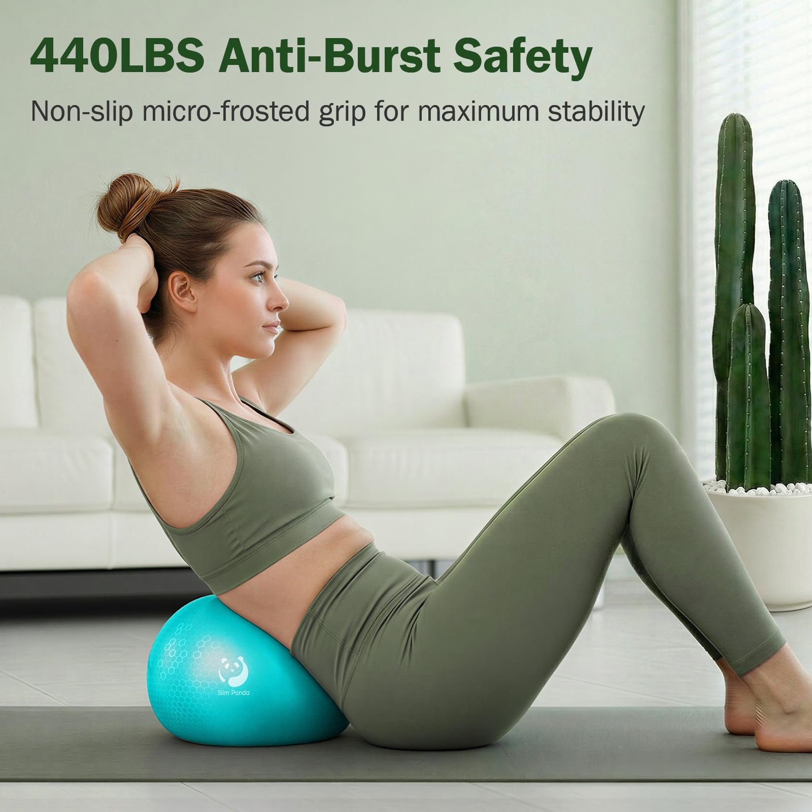 Slim Panda Pelota de Pilates 23cm Antiexplosión Antideslizante PVC Yoga Fitness