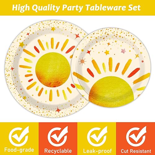 Miniatura 4 de 96 piezas de decoración de primer viaje alrededor del sol, platos para fiesta de cumpleaños, estilo bohemio, desechables, servilletas, juego de