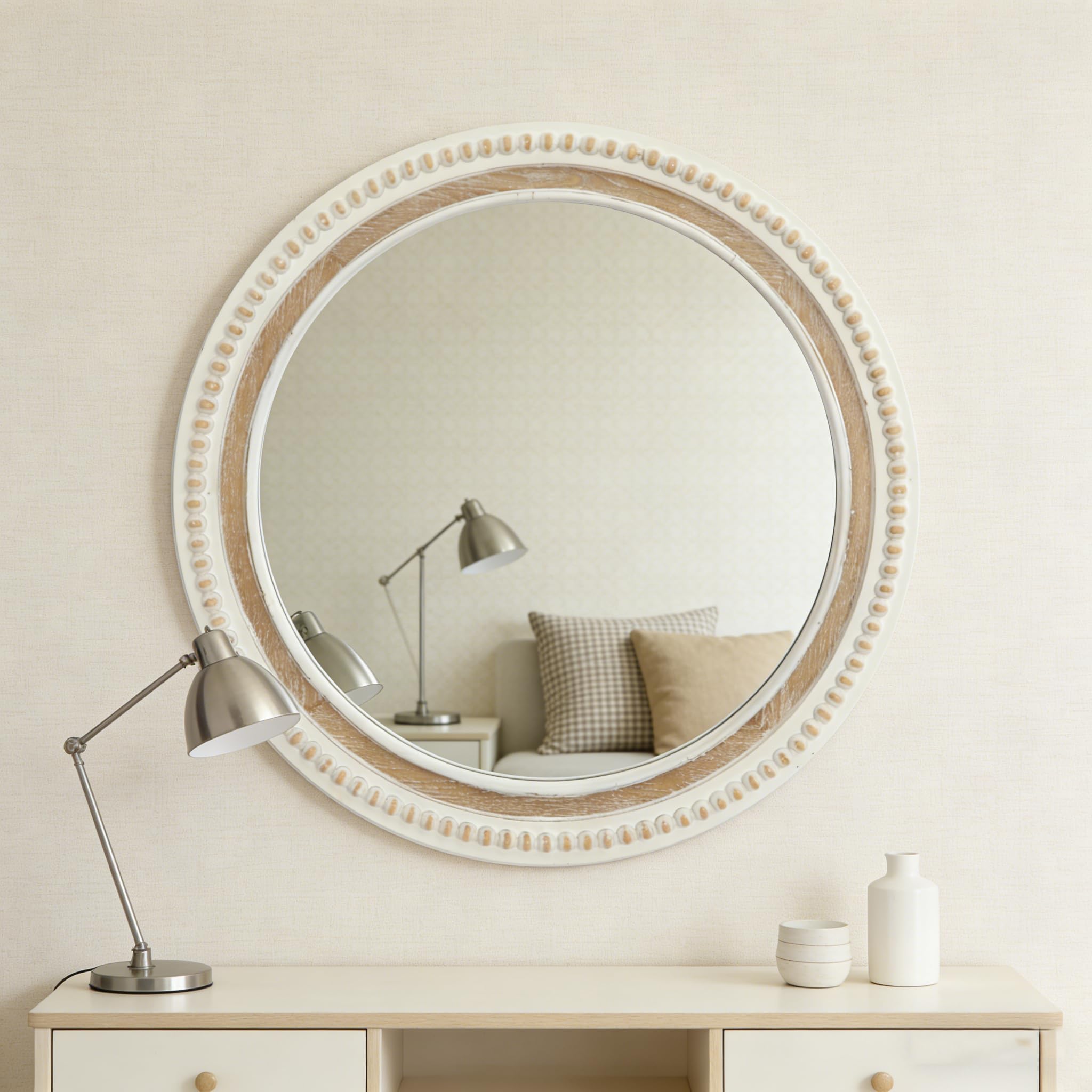 24โ Farmhouse Wall Decor Round Wall Mirror