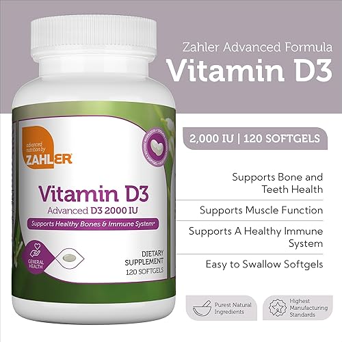 Miniatura 5 de Zahler - Cápsulas blandas avanzadas de vitamina D3 de 2000 UI (120 unidades) Kosher Apto para vegetarianos Vitamina D para apoyo inmunológico,