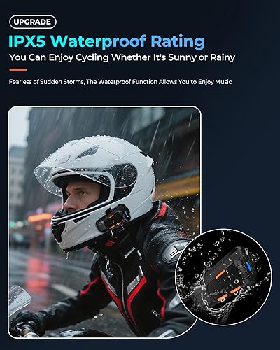 Miniatura 4 de Auriculares de comunicación Bluetooth para casco de motocicleta, intercomunicador impermeable con cancelación de ruido, uso compartido de música,