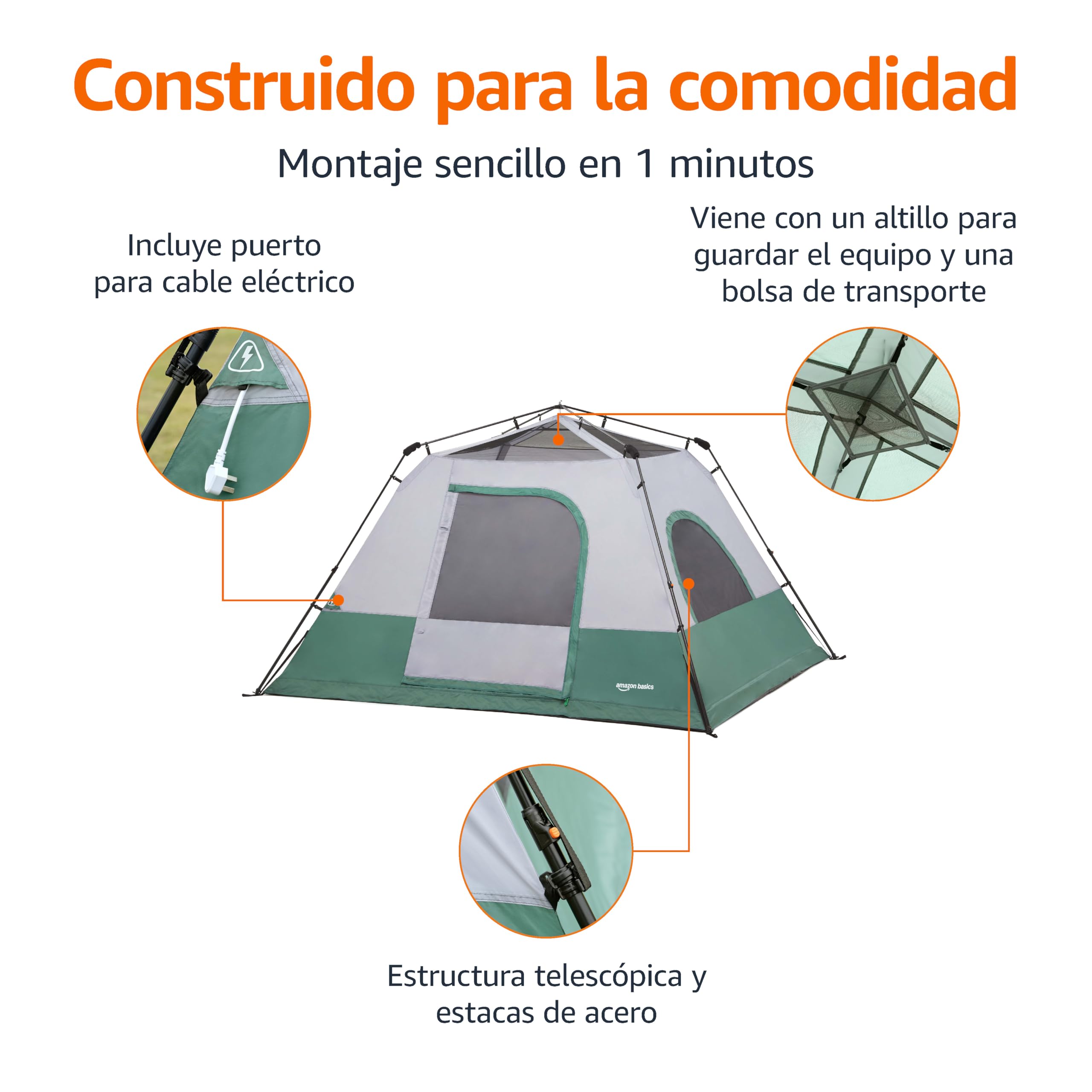 Amazon Basics Tienda de campaña instantánea con Cubierta para la Lluvia