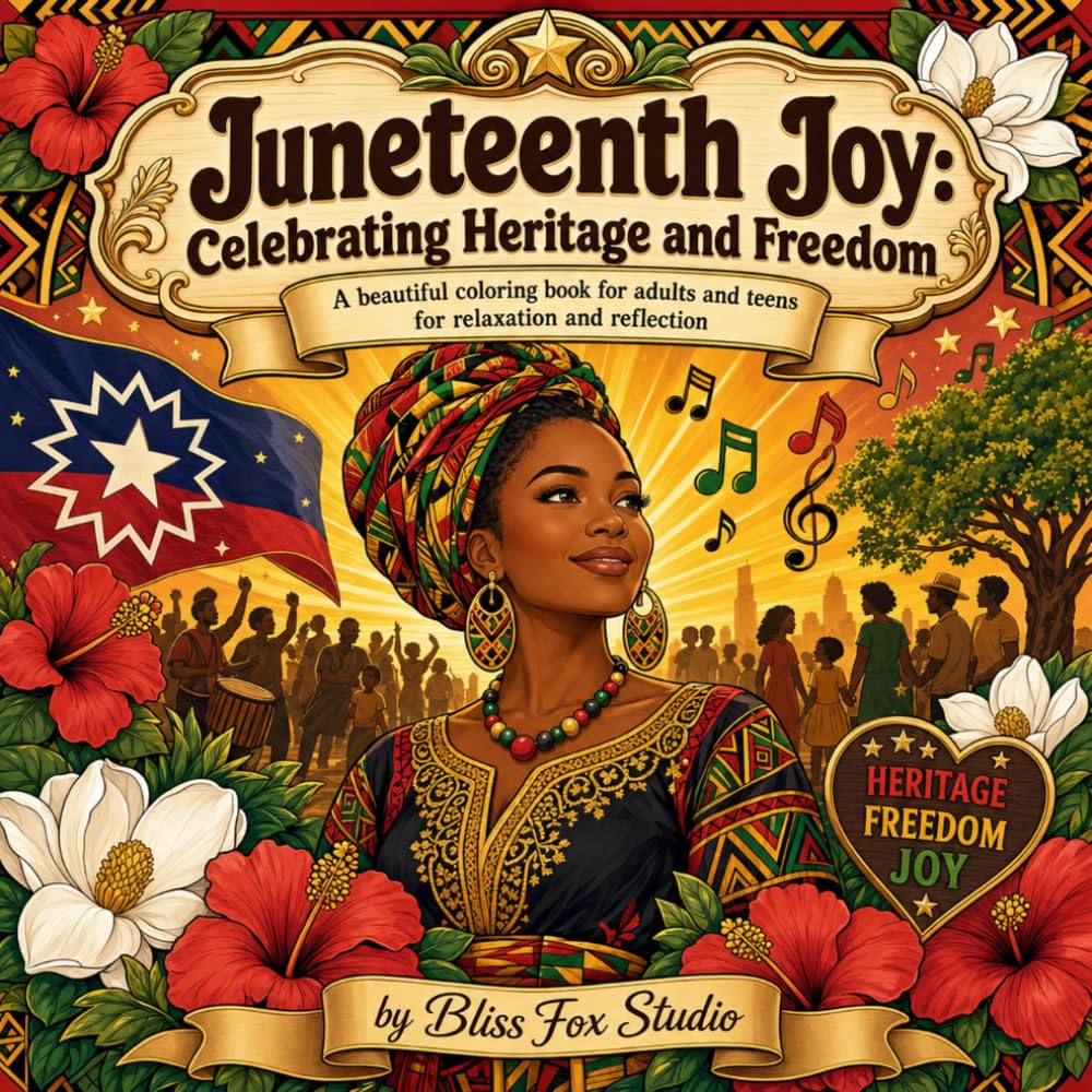 Juneteenth Joy: Celebrating Heritage and Freedom: A beautiful coloring book for adults and teens for relaxation and reflection