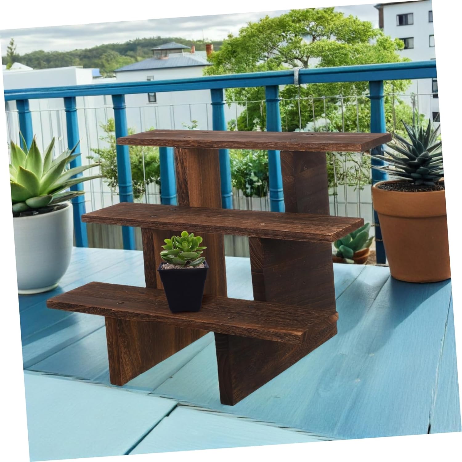 Alipis Solid Wood Display Stand Plant Rack Indoor Action Figure Holder Wooden Display Shelf for Vendors