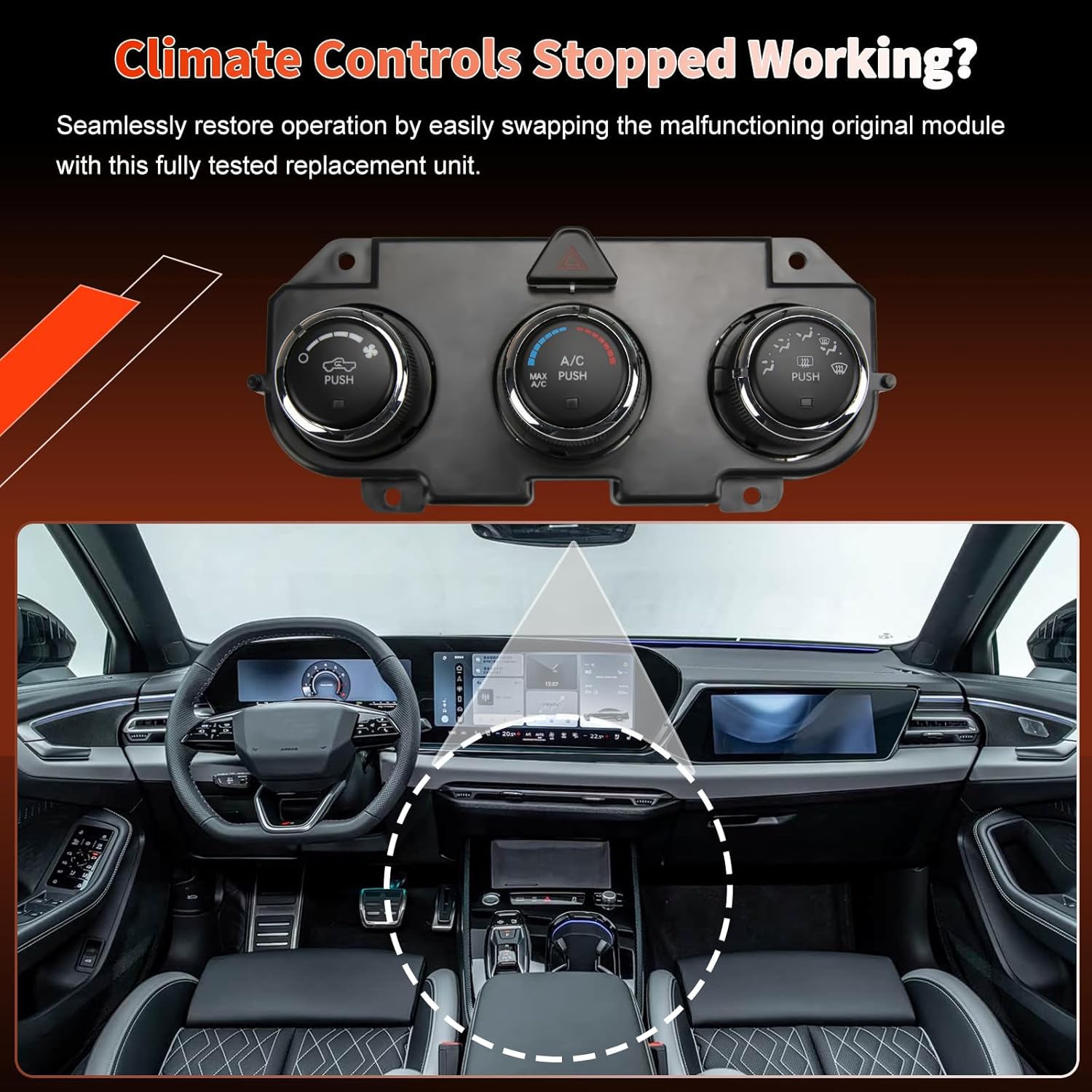 68105021AC AC Heater Climate Control Module Compatible with 2013-2018 Dodge RAM 1500 2500 3500, Front Center Air Condition Switch Pannel Replaces 68105021AD 68105021AE 68226600AA 68268189AA